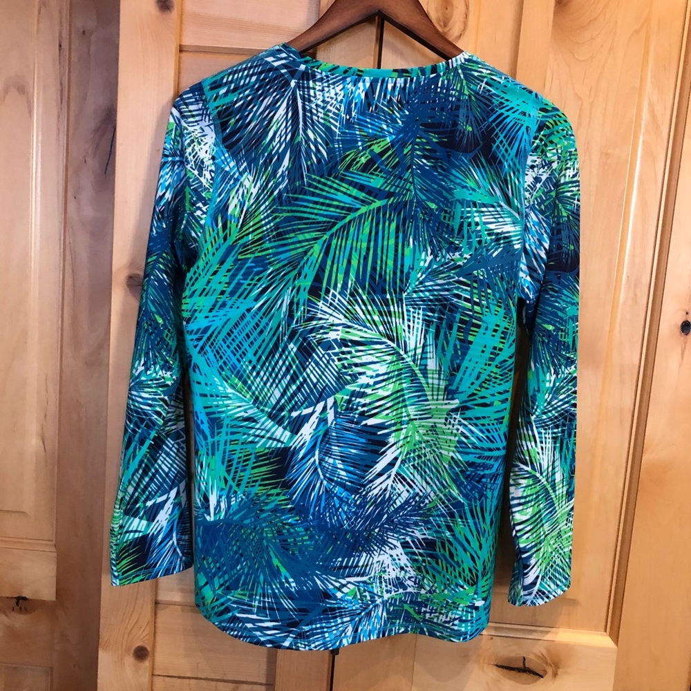 LL Bean Teal Blue Womens M Base Layer long sleeve Hike Lycra Nylon Stretch Shirt - Picture 7 of 9